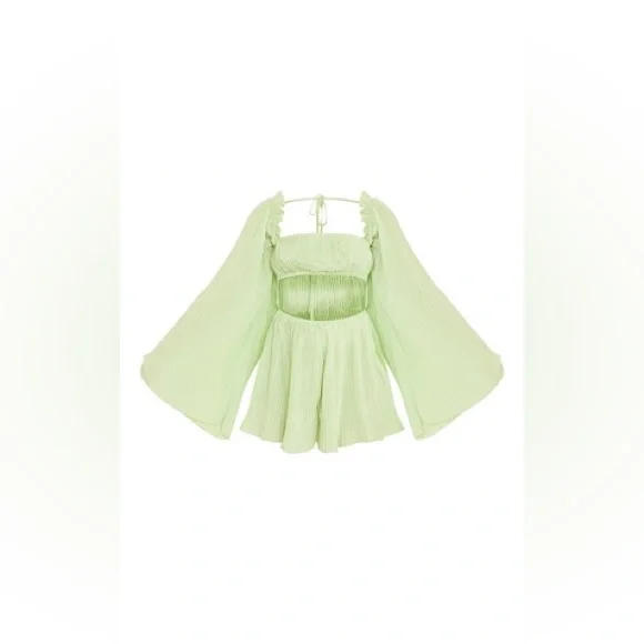 NWT - PLT Pleated Long Sleeve Romper - Picture 4 of 5